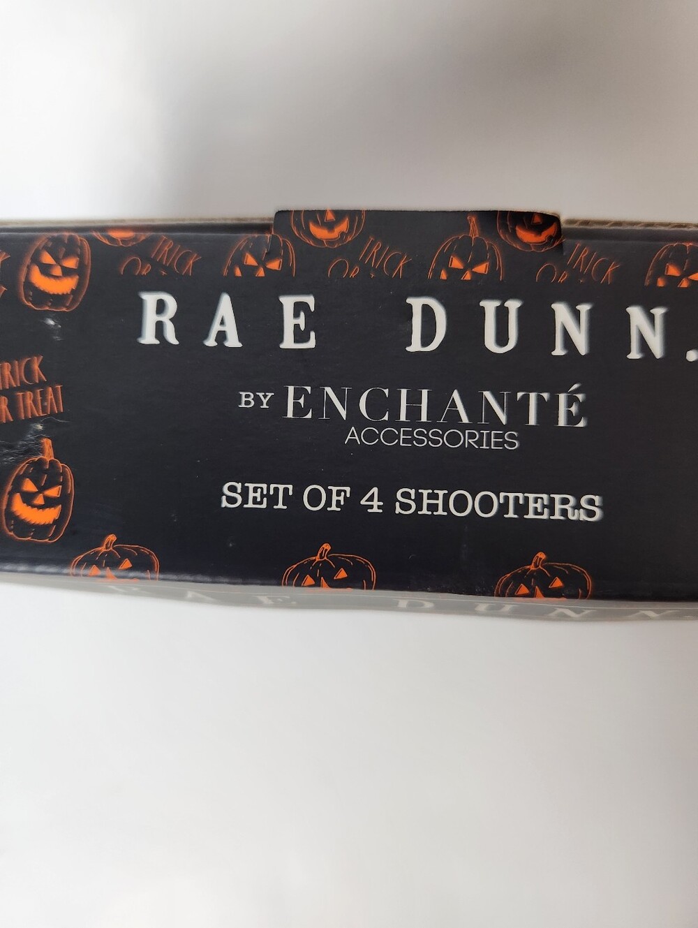 Rae Dunn Clear Shooter Glasses with Black and Orange Lettering - Set of 4 - Picture 3 of 8